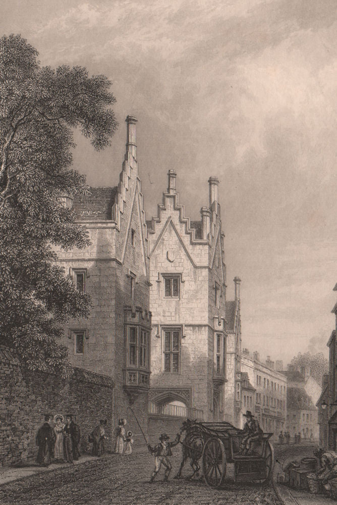 SIDNEY SUSSEX COLLEGE, Cambridge. LE KEUX 1841 old antique print picture